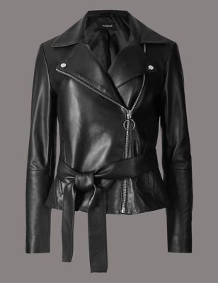 Leather Jacket with Belt